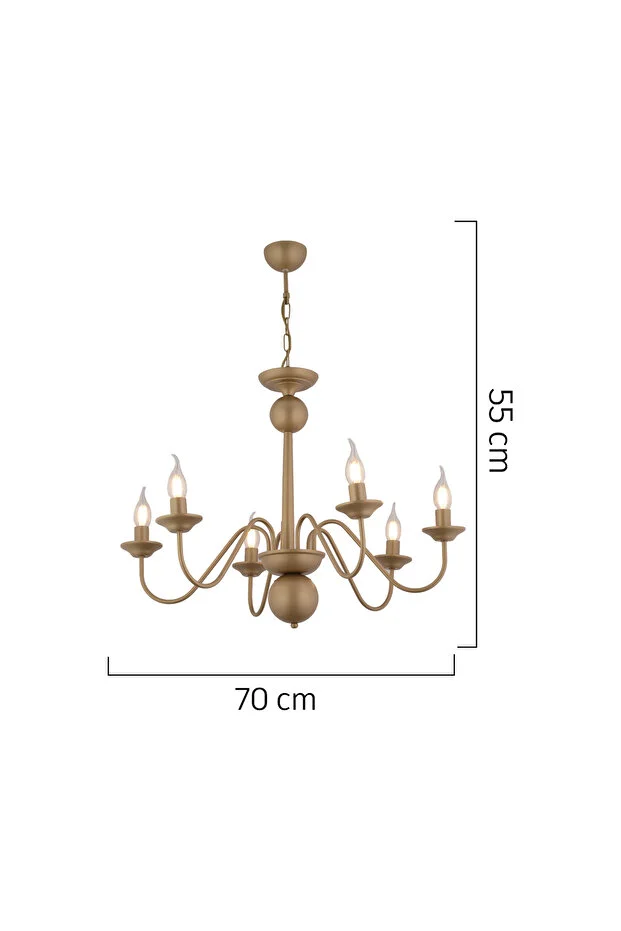 Behir 6lı Eskitme Boyalı Şapkalı Modern Oturma Odası, Yatak Odası Salon Avize